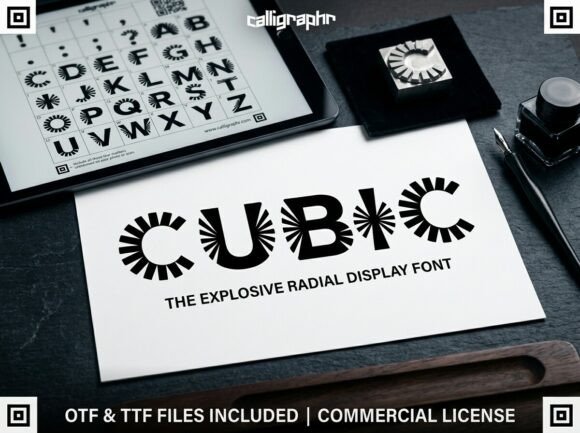 Cubic: Bold Radial Display Font for High-Impact Design
