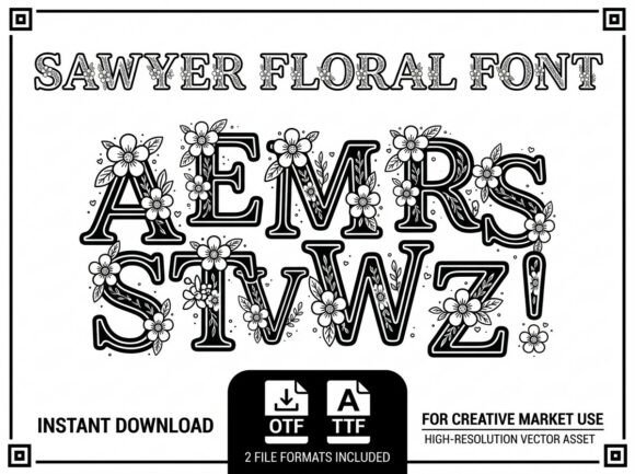 Sawyer Floral Font: Merging Botanical Illustration with Bold Typography